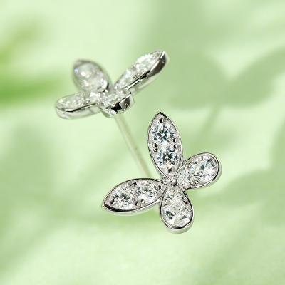 China Lead Free Nickel Free Trend Designs Mini Butterfly Stud Earring Zircon 925 Silver White Gold Plated Wedding Earrings Bridal Jewelry for sale