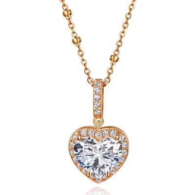 China Lead Free Tarnish Heart Gemstone Heart Solid Gold Nickel Free Diamond Necklace For Women Natural Zircon 925 Silver Pendant for sale