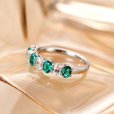 China Fashion 18k Gold Plated Lead Free Nickel Free Green Gemstone Ring For Women 925 Silver Oval Zircon Ring for sale