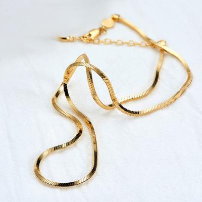 China Lead Free Nickel Free NO MOQ Hiphop 925 Sliver Necklace Luxury Clavicle Chain Yellow Gold Necklaces Scarf Real for sale