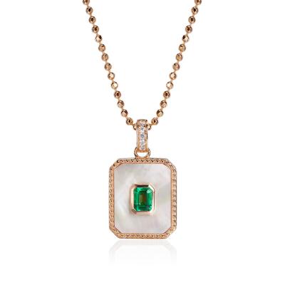 China 2022 Latest Lead Free White Emerald Fritillary 925 Nickel Free Silver Pendant Necklace Rose Gold Plated 18k Gold Lab Grown Gemstone Necklace for sale