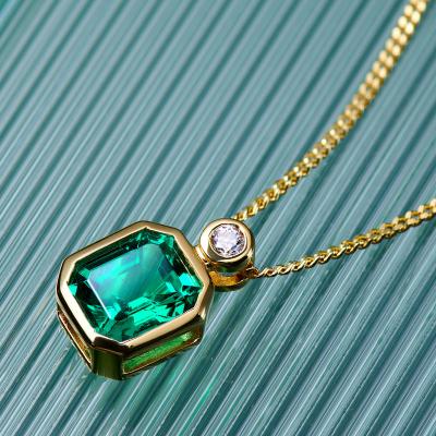 China Classic Fine Jewelry Necklace Lead Free Nickel Free Columbia 9k 18k Green Gold Plated Green Pendant 925 Silver Chain Necklaces for sale