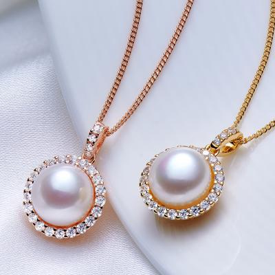 China 925 18K Gold Sterling Silver Pearl Necklaces Factory High Quality Lead Free Nickel Free Pearl Necklace Factory for sale