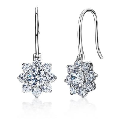 China Lead Free Costume Jewelry Sun Flower Diamond Sparkle Gemstone Nickel Free Filled Earring Women White Gold 925 Sterling Silver Earings for sale