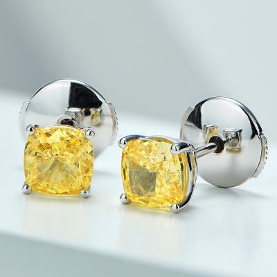 China High Quality Yellow Korean 925 Sterling Silver Vintage Zircon Stud Earring 14k 18k Gold Plated Wedding Graduation Earrings for sale