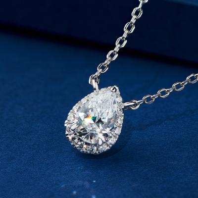 China Drop Shape Diamond Necklace High Quality Lead Free Sliver 925 Sterling Lead Free Sterling White Gold Plated To Pave Pendant Zirconia for sale