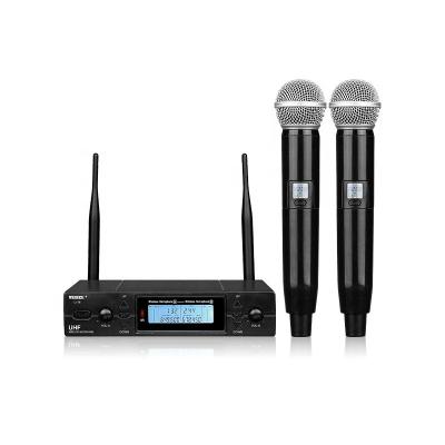 China Professional Frequency Range 640-690MHz Wireless Black Carrier Interview Microphone RF Wireless Microphone For Home Speech KTV for sale