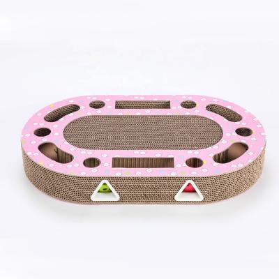 China Round Shape Sustainable Pet Scratcher With Ball Cats Interactive Toys Paper Stored Eco - Friendly for sale