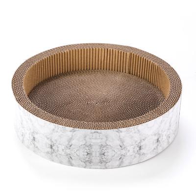 China Round Shape Sustainable Pet Scratcher For Cats Interactive Toys Paper Sustainable Stored for sale