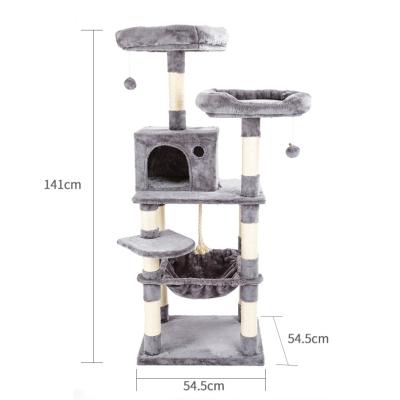 China Three Tier Soft Warm And Silent Sustainable Faux Fur Scratcher Luxury Style House Cat Tree for sale