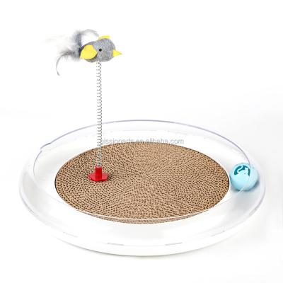 China Viable Pet Supplies Built-in Crusher Corrugated Circular Track Scratch Panel Cat Scratch Bell Ball Cat Toys for sale