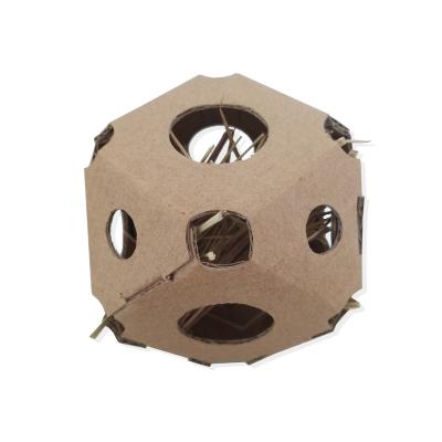 China Natural Liveable Sphere Cardboard Rattan Ball Grass Playhouse Hideout Hamster Chew Toys 3 Pcs Per Bag For Guinea Pigs Rabbits for sale