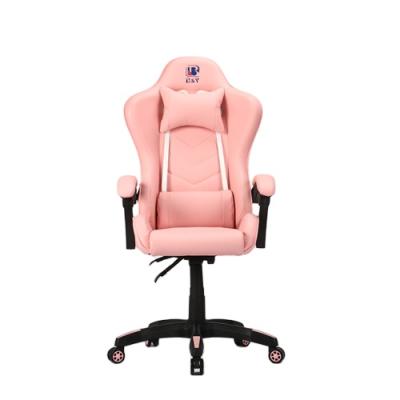 China Free Sample Adjustable (Height) 180 Degree Comfortable Cute Pink Leather Computer Gaming Chair Ergonomic Desk For Games for sale