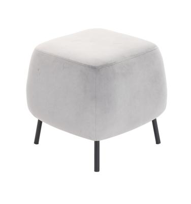 China Storage Customized Nordic Design Gray Velvet Square Shape Low Foot Stool Ottoman Ottoman With Wooden Wegs for sale