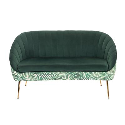 China Modular Wholesale Nordic Style Leaf Color Green Leaf Printing Two Seat Chesterfield Living Room Lazy Sofa for sale