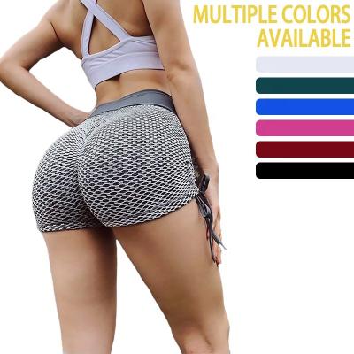 China Summer Breathable Custom Textured High Waist Seamless Bow Drawstring Ruffle Pants Women Workout Sports Gym Fitness Sets Running Shorts for sale