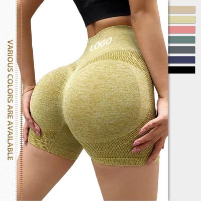 China Wholesale High Quality Breathable Private Label High Waist Custom Mesh Rib Sports Seamless Womens Gaiters Shorts Crac! crack! nylon workout for sale