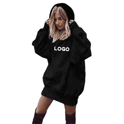 China Custom QUICK DRY Private Label Your Logo Embroidered Thick Pullover Hoodie Dress Women Oversized Drawstring Plus Size Hooded Sweat Suits for sale