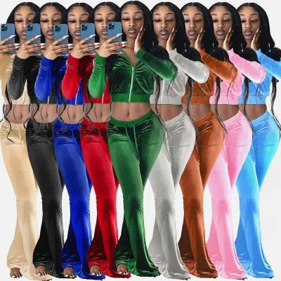 China Manufacturer Breathable 2 Piece Velvet Sweat Suit Women Tracksuit Sweatsuit Set for sale