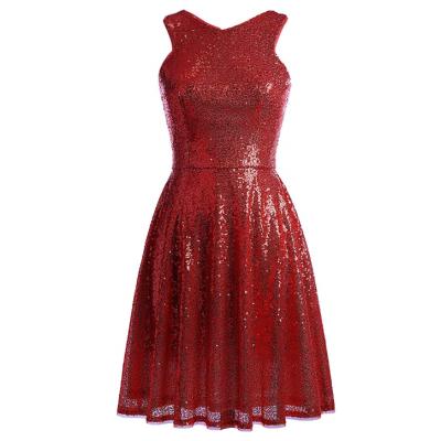 China Women Sequin Casual Dress Mini Prom Evening Dress Bridesmaid Anti-Static Dress for sale