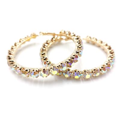 China Environmental Friendly Gold Plated Fashionable New Style Crystal Diamond Big Large Custom Hoop Earrings for sale