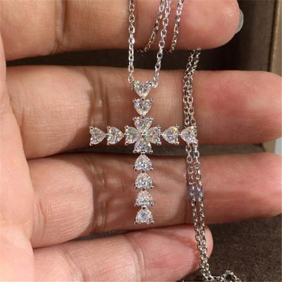 China The Other Simple And Elegant Christian Heart Shaped Rhinestone Cross Necklace Jewelry Cross Necklace For Men for sale