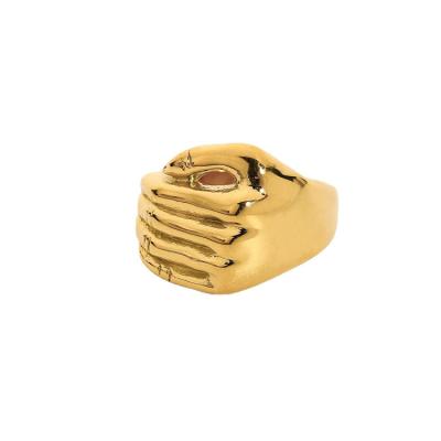 China European and American CIA Internet Celebrity Nickel Free Hot Mockups Hugging Hands Rings Gold Plated Simple Rings for sale