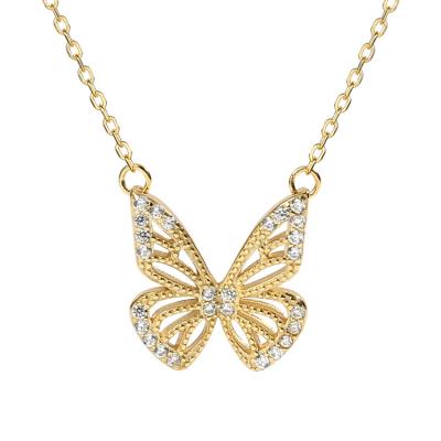 China Manufacturer FASHIONABLE Silver Living Source Sterling Diamond S925 Butterfly Necklace Female Net Red Four Leaf Clover Clavicle Chain Pendant for sale