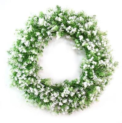 China Wholesale Artificial PE For Front Door Decorative Garland Wedding Decor Fake Babysbreath Braid Plastic Artificial Wreath for sale