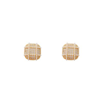 China rice news girl minority design sweet micro korean geometric square earrings lead nickel free pearl inlaid zircon pearl earrings for sale