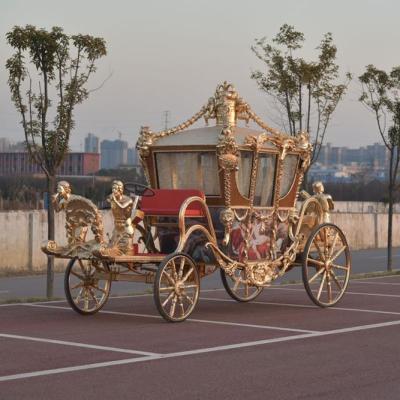 China Wedding Gold Luxury Stagecoach Style England Design Horse Drawn Carriages for sale