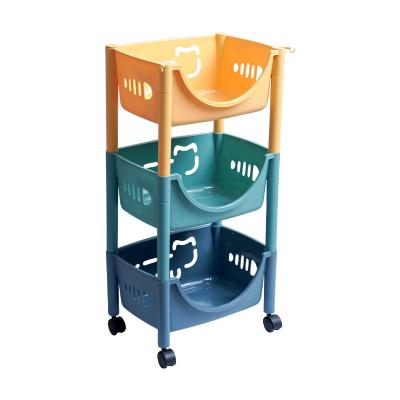 China Multi-Layer Sustainable Storage Rack Children's Toy Plastic Floor - Finished Snack Storage Rack Living Room Kitchen Trolley Rack for sale