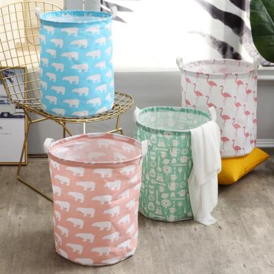 China Viable Multifunctional Folding Clothes Storage Basket Large Capacity Cartoon Laundry Hamper Dirty Bag for sale