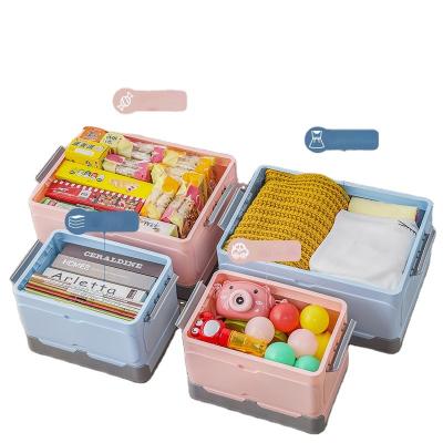 China Viable Foldable Plastic Book Storage Case Large Capacity Multifunctional Organization Storage Boxes With Cover for sale