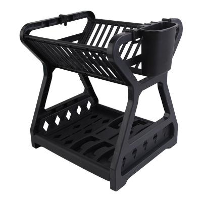 China Kitchen Knife Viable Chopsticks Drain Multifunctional Plastic Dish Racks With Water Storage Rack Double-decker for sale