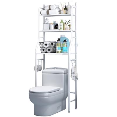 China Stocked Toilet Sundries Storage Rack Bathroom Iron Three-Layer Multifunction Toilet Rack for sale