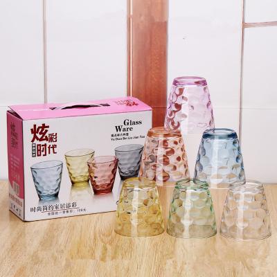 China Sustainable Amazon Top Sale 6 Pcs Water Glass Cup High Quality Color Whiskey Wine Glasses for sale