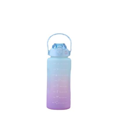 China Large Sports Kettle Game Outdoor Sustainable Plastic Gradient Cover Recreational Water Bottles With Straw for sale