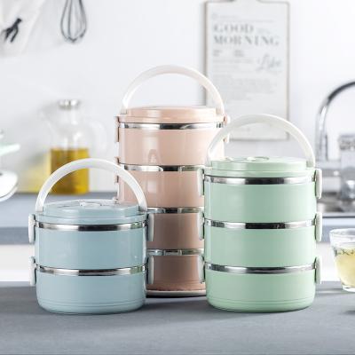 China Portable Multilayer Bento Box Student Freshness Storage Circular Stainless Steel Insulated Lunch Box for sale