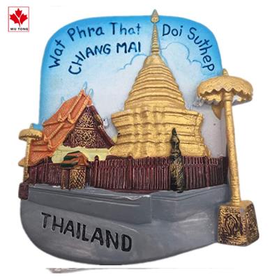 China 3D Polyresin Natural Resin Travel City Souvenirs Bangkok Thailand Fridge Handmade Process MagnetsThai for sale