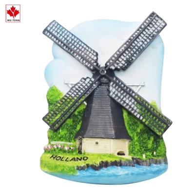 China Handcrafted Holland City Tourist Souvenirs Fridge Magnets Resin 3D Windmill Fridge Magnets for sale