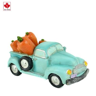 China Europe Turquoise Vintage Spring Truck With Carrots Spring Decor Easter Decor Table Top Decor Vintage Truck For Spring for sale