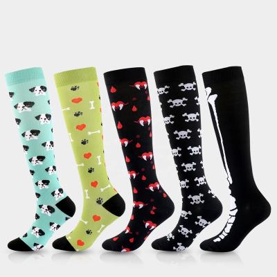 China Breathable Outdoor Sports Cycling Compression Socks For Men And Women Multicolor Running Stretch Calf Boots Halloween Compression Socks for sale