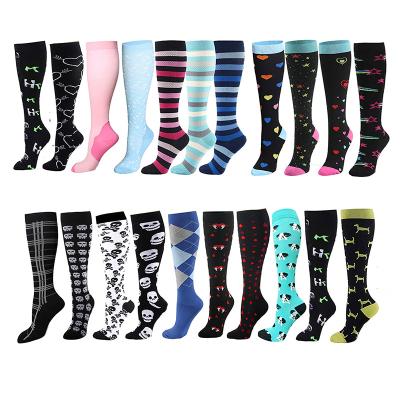 China Breathable compression media compression stockings lattice colorful dog stripe star men women sports star compress thongs sports medical for sale