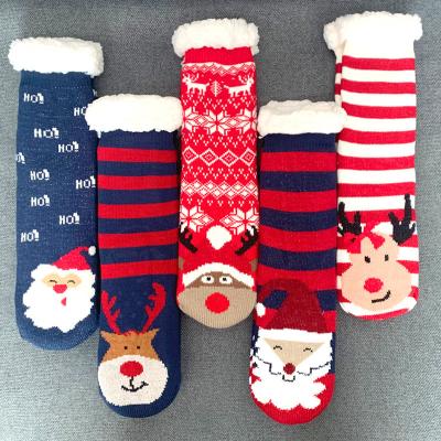 China Wholesale Breathable Knit Comfortable Warm Blurred Winter Women Acrylic Fleece Floor Slipper Socks Christmas Factory Manufacturer for sale