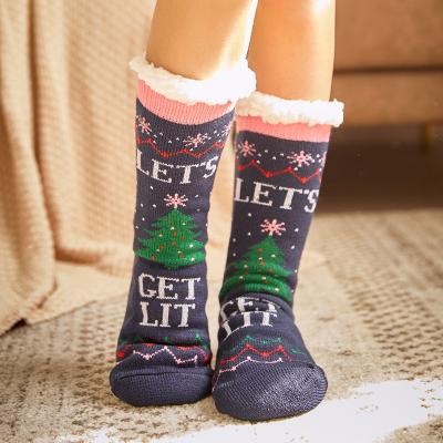 China Cartoon Breathable Floor Socks Adult Female Thickened Sleep Home Non-slip Warm Socks Christmas Thick Fashion for sale