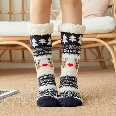 China Breathable Wholesale Custom Design Thick Tube Floor Socks Women Medium Christmas Fashion for sale