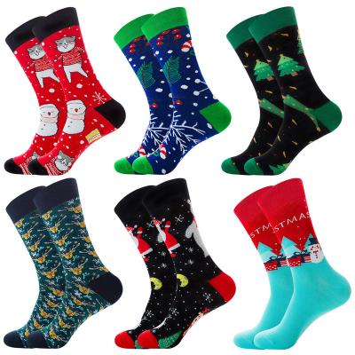 China Men's Santa Claus Elk Breathable Crew Socks Mens Socks Funny Fashion Cotton Christmas Socks Factory for sale