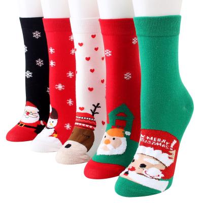 China Santa Antibacterial Elk Cartoon Socks Straight Female Christmas Socks for sale