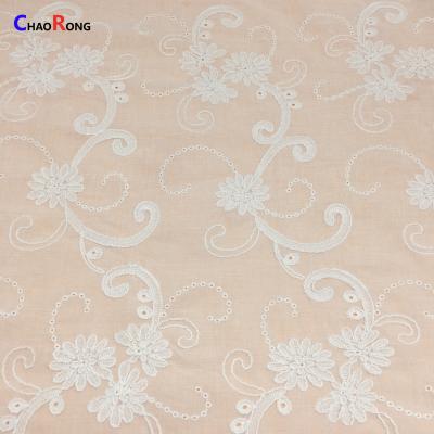 China White Flower Water Soluble Cotton Circle Embroidery CRF2221 Lace Fabric for sale